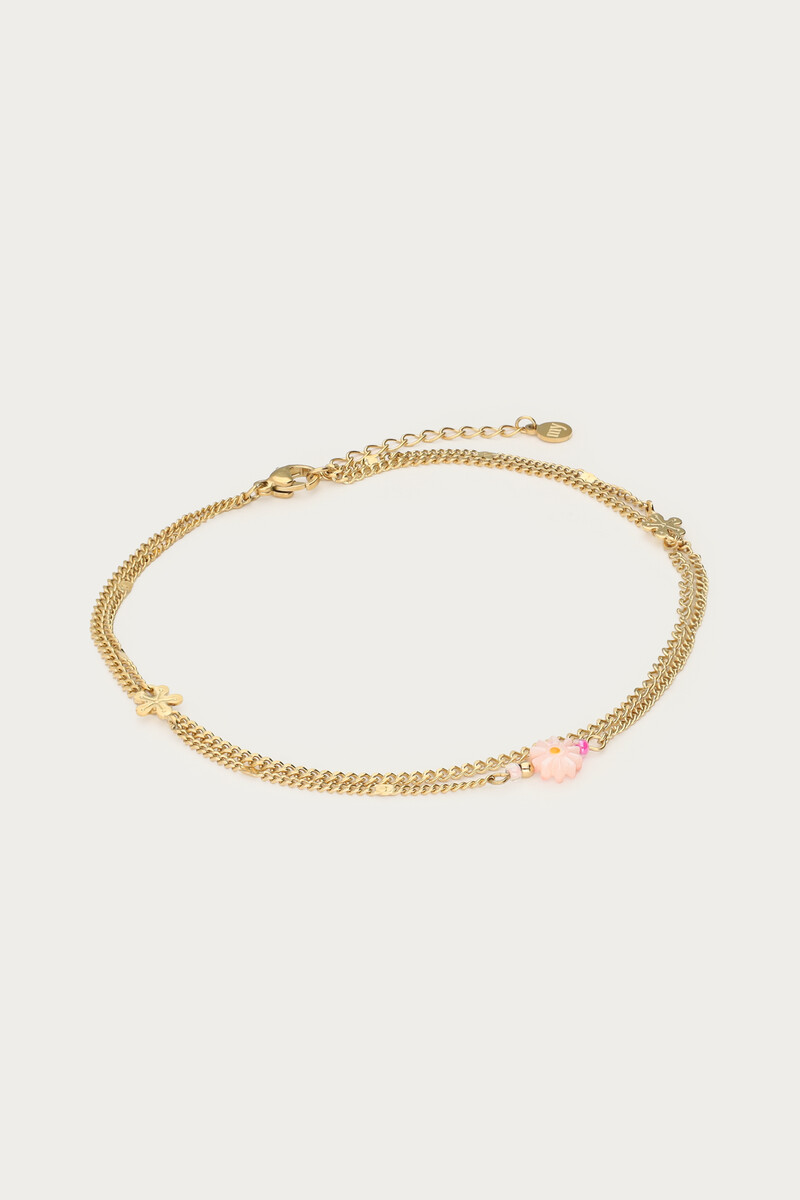 Double anklet with pink flower | My Jewellery
