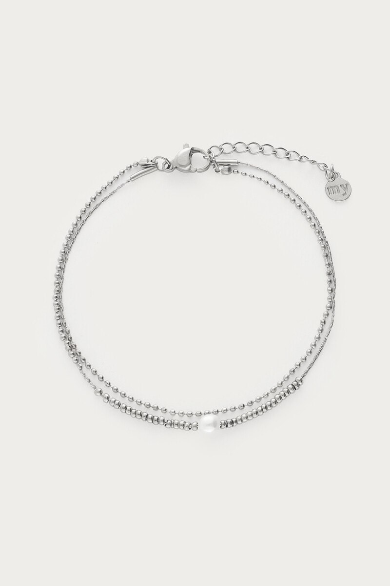 Dubbele armband met kralen en natuurlijke parel