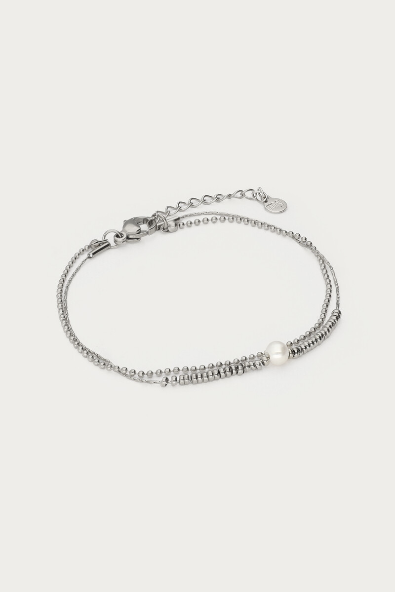 Double bracelet with beads and natural pearl
