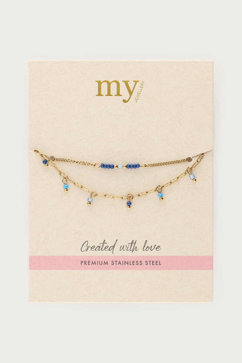 Double bracelet with blue beads | My Jewellery