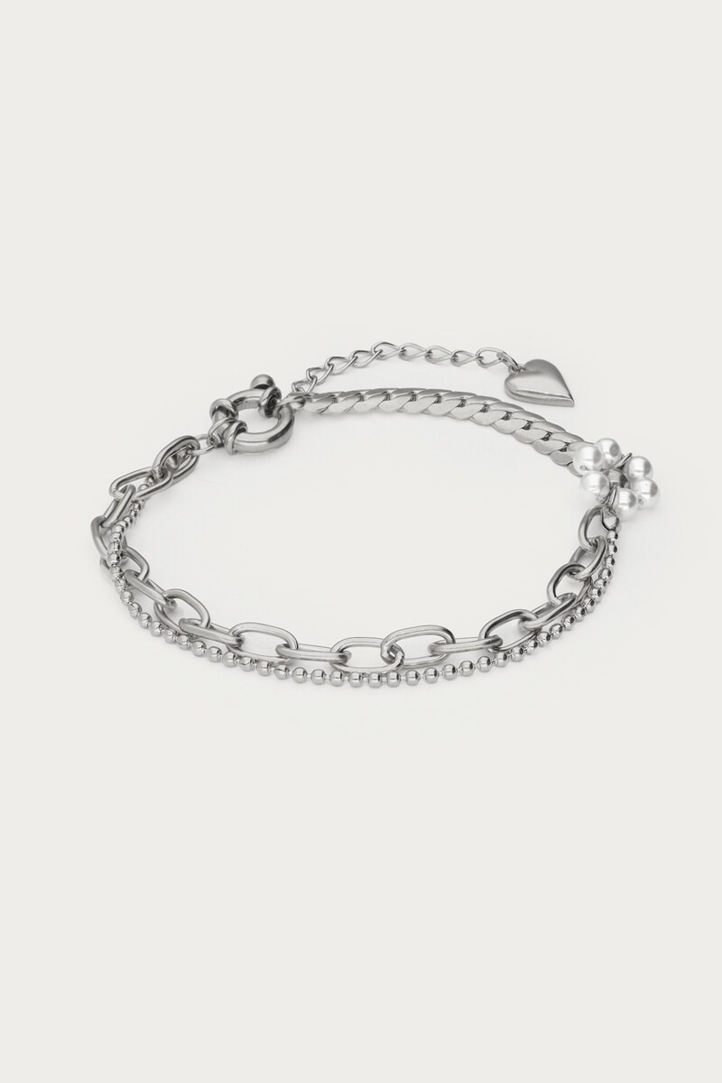 Double bracelet with faux pearl flower | My Jewellery