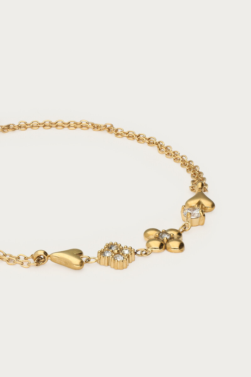 Double bracelet with five charms and rhinestones | My Jewellery