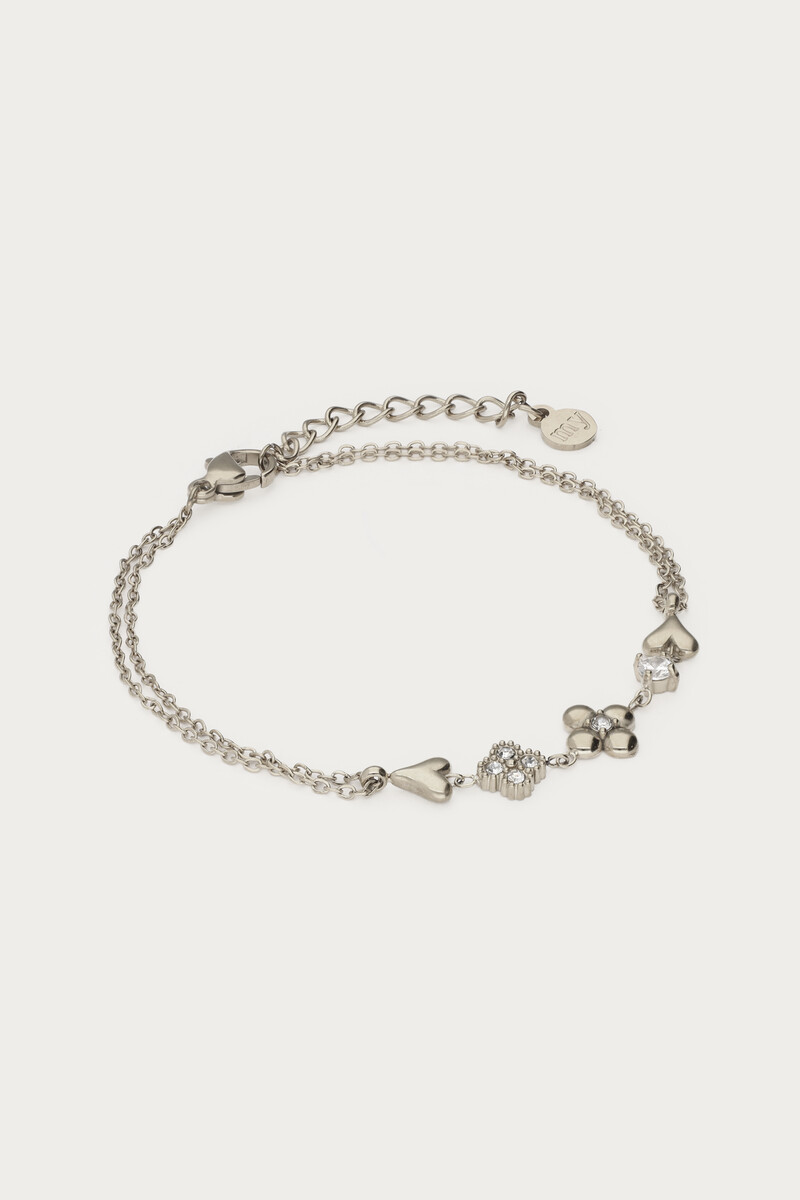 Double bracelet with five charms and rhinestones | My Jewellery