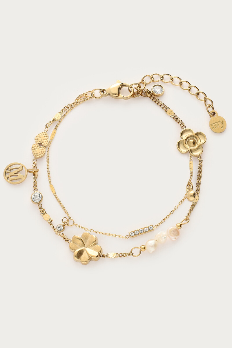 Dubbele armband met zoetwaterparels "dreams come true"