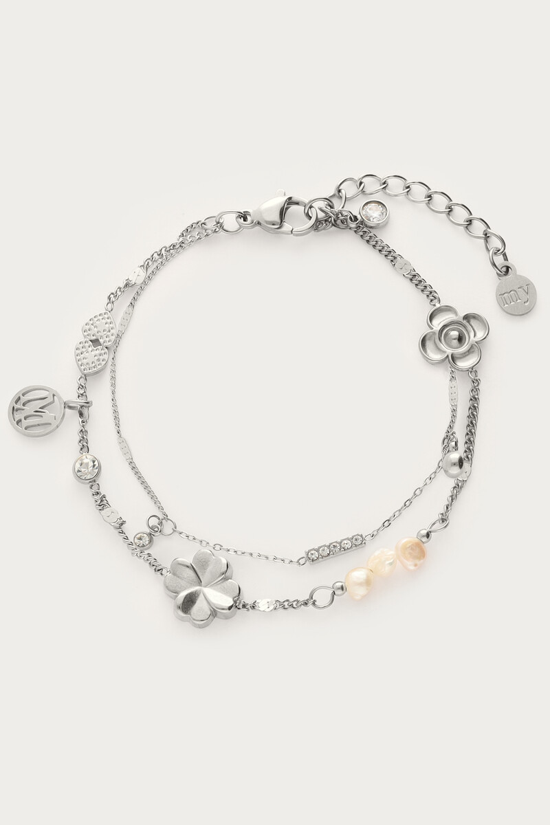Doppeltes Armband mit Süßwasserperlen "dreams come true"