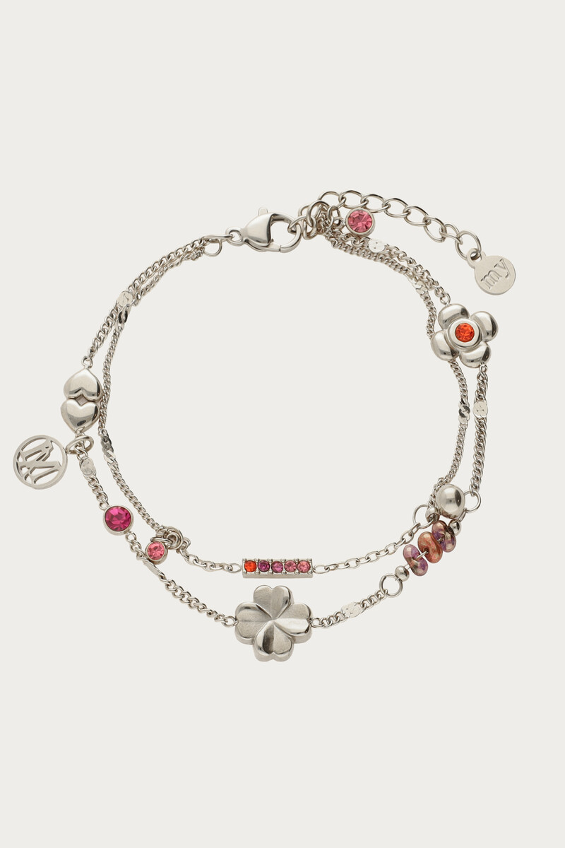 Double bracelet with multicolor rhinestones and charms "dreamchaser" | My Jewellery