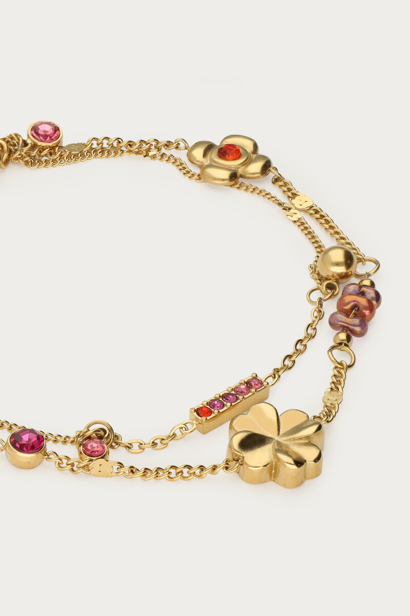Double bracelet with multicolor rhinestones and charms "dreamchaser" | My Jewellery