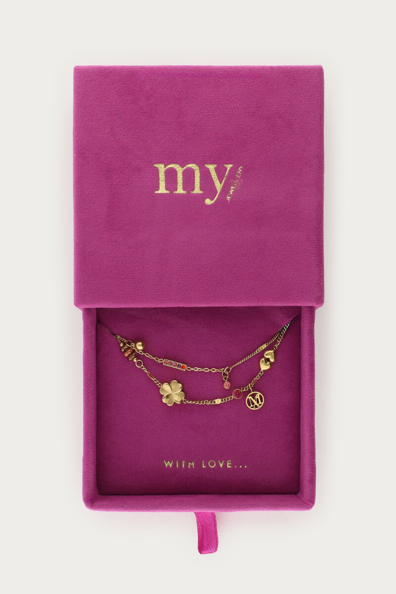 Double bracelet with multicolor rhinestones and charms "dreamchaser" | My Jewellery