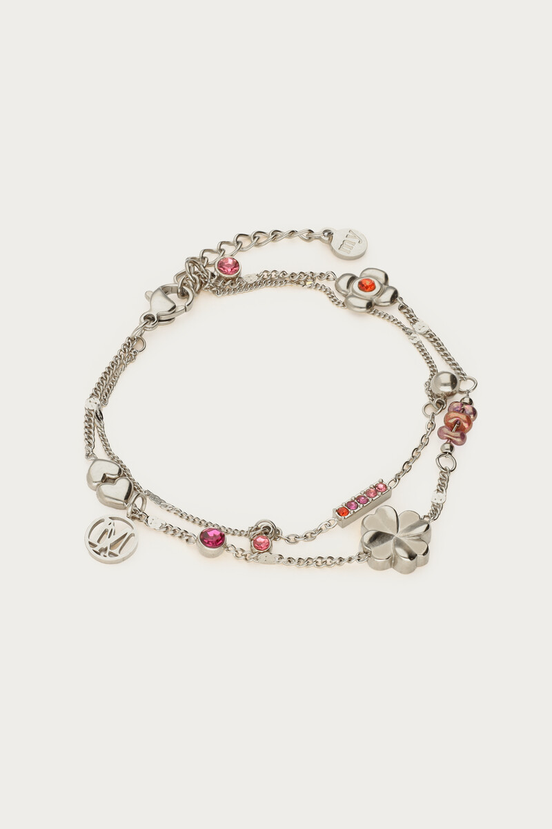 Double bracelet with multicolor rhinestones and charms "dreamchaser" | My Jewellery