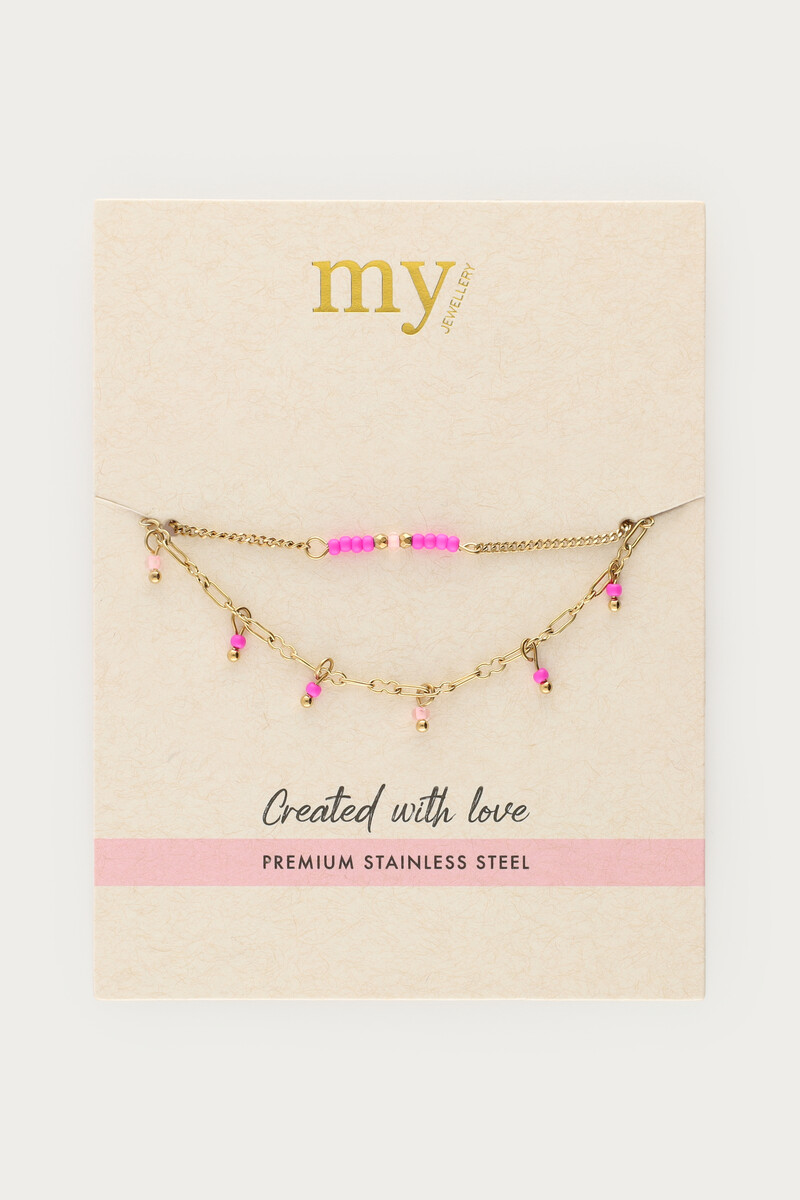 Double bracelet with pink beads | My Jewellery