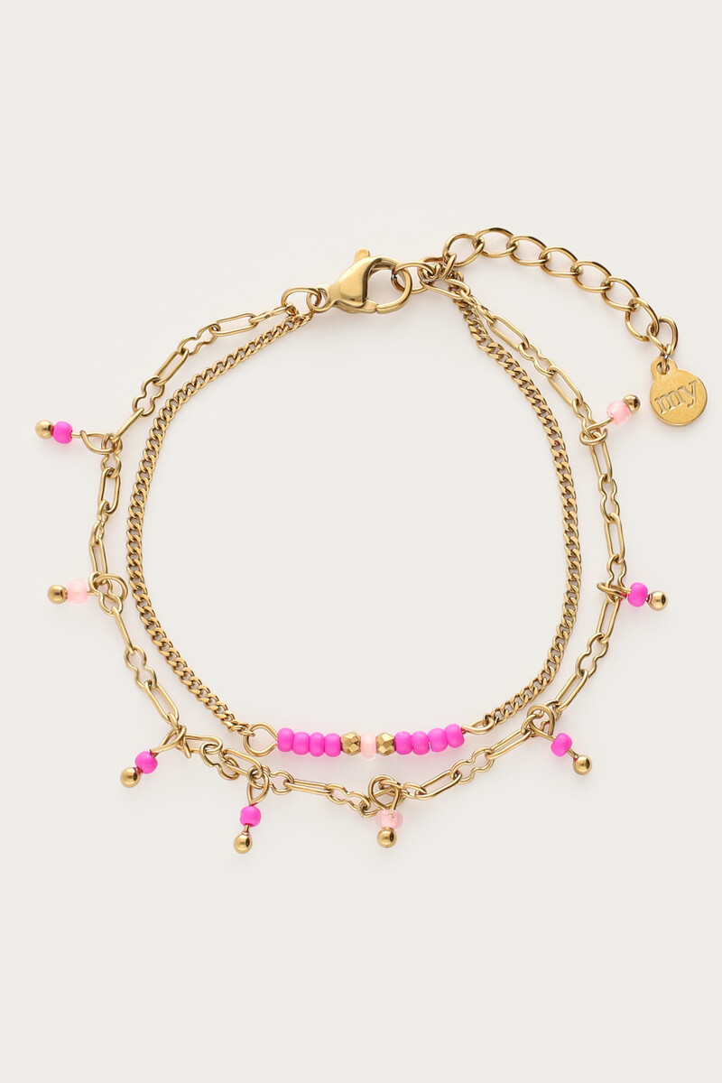Double bracelet with pink beads | My Jewellery