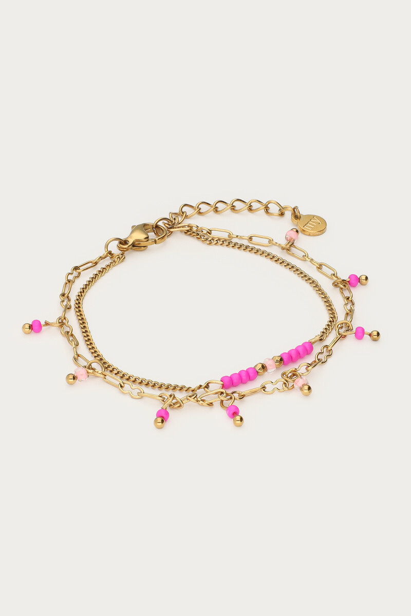 Double bracelet with pink beads | My Jewellery
