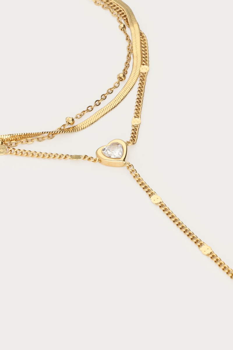 Double hand chain with heart and rhinestone | My Jewellery