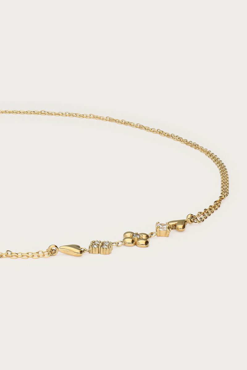 Double necklace with five charms and rhinestones | My Jewellery