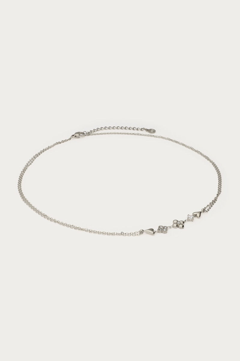 Double necklace with five charms and rhinestones | My Jewellery