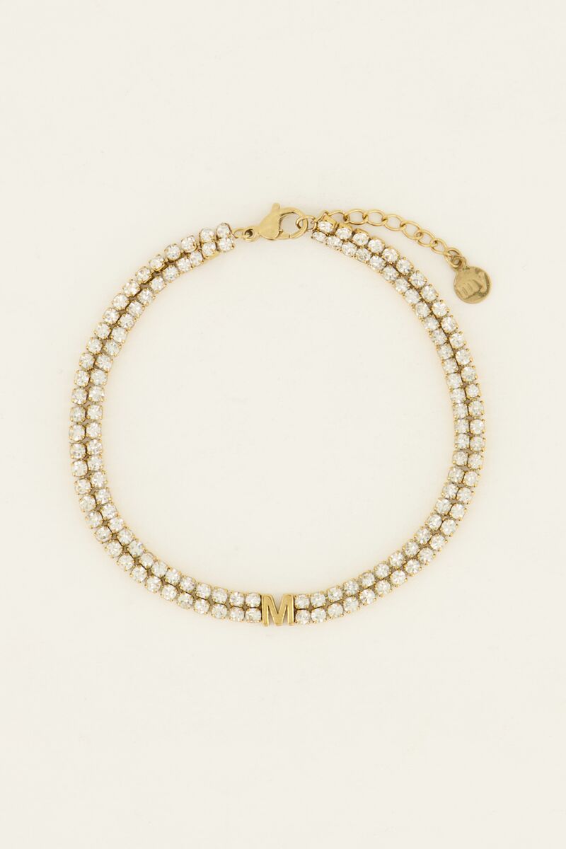 Dubbele strass armband met initial | My Jewellery