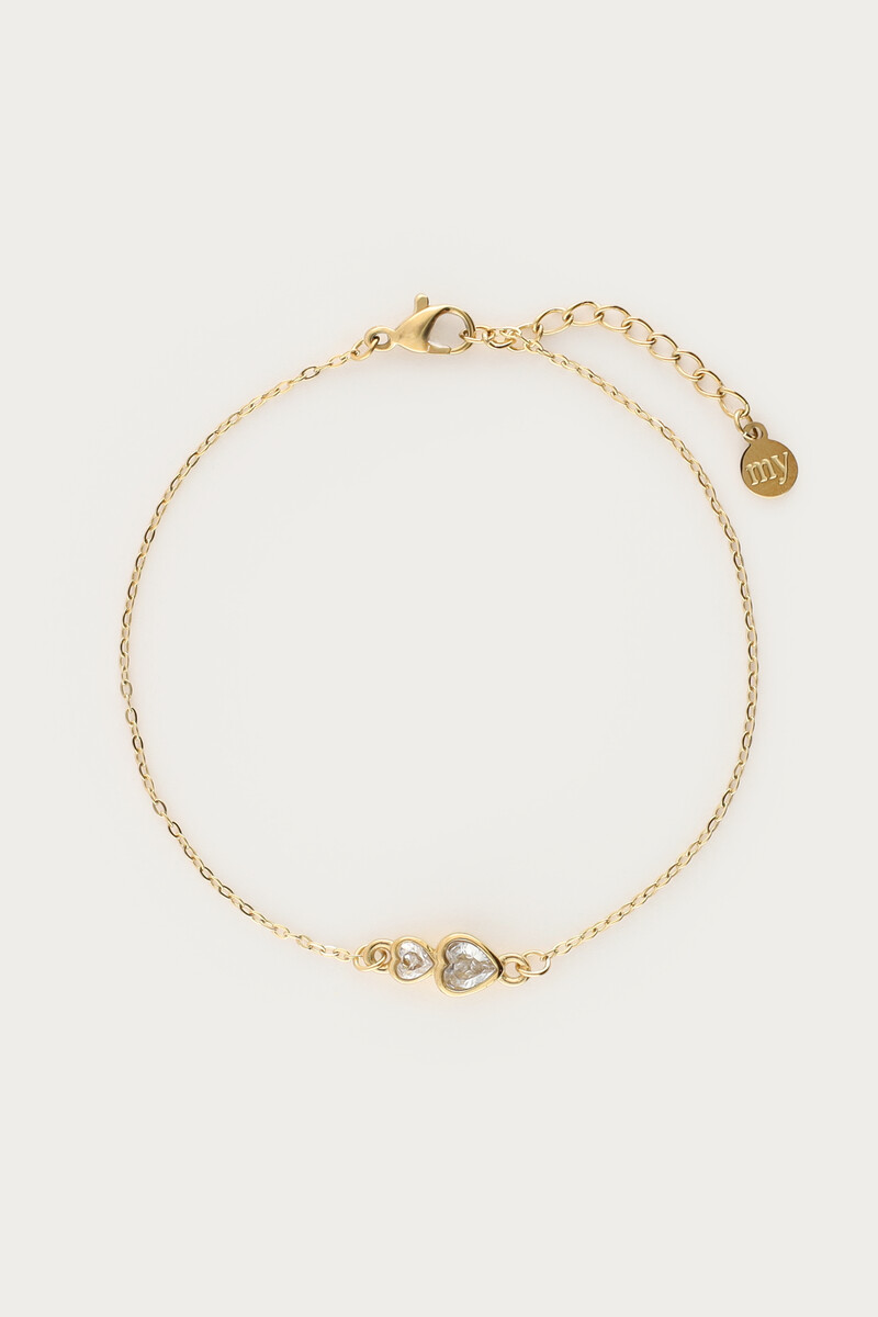 Double rhinestone heart bracelet | My Jewellery