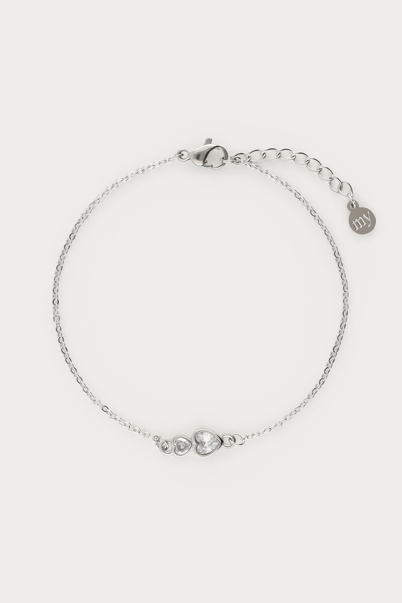 Armband dubbel strass hartje