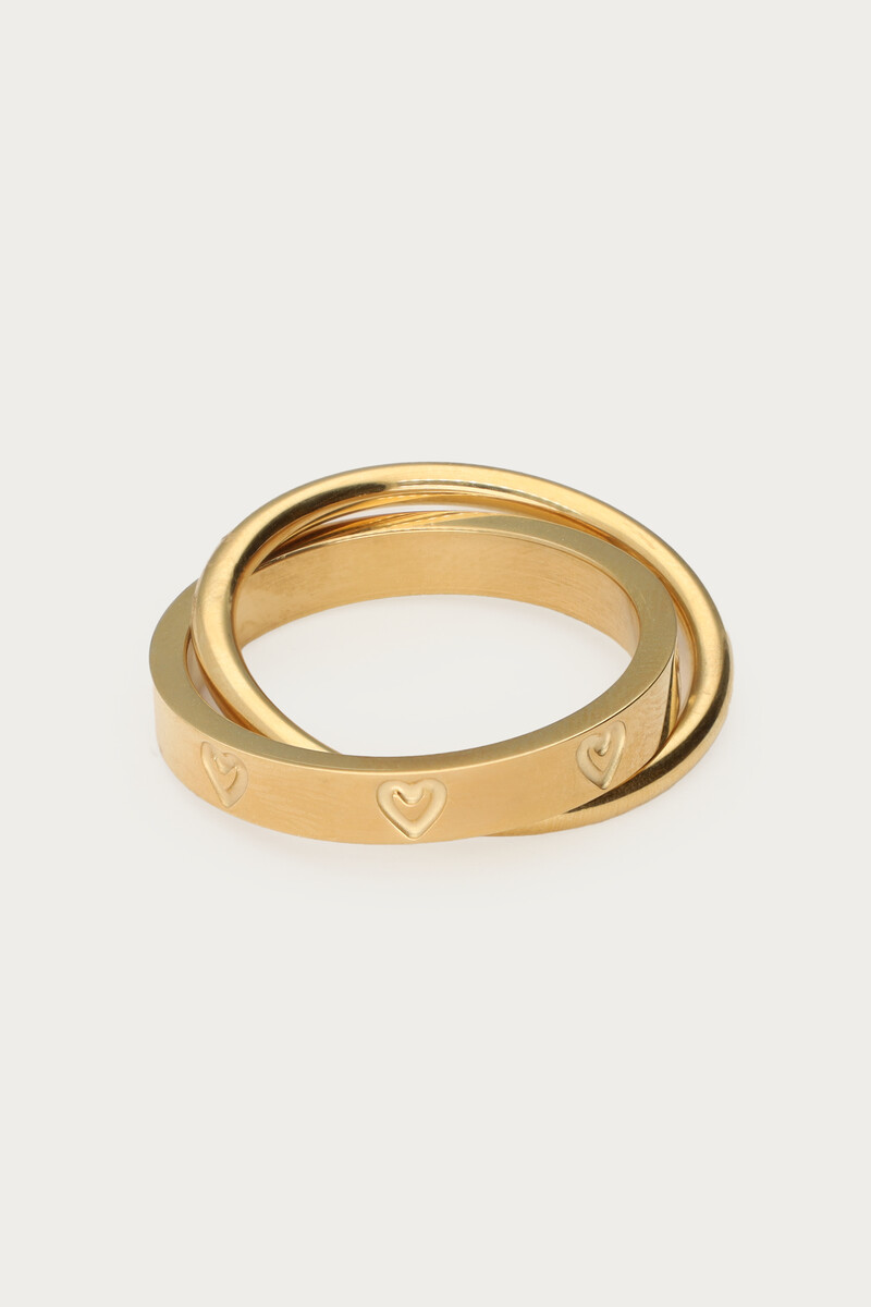 Double ring with engraved hearts | My Jewellery