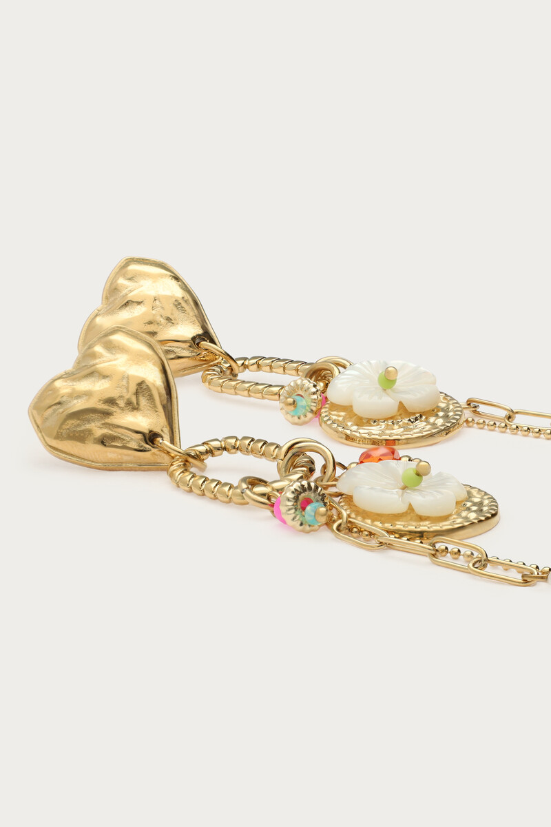 Drop earrings with heart and multi charms | My Jewellery