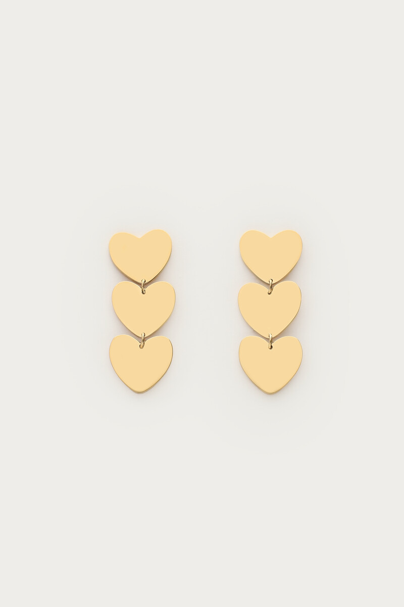 Drop earrings with three hearts