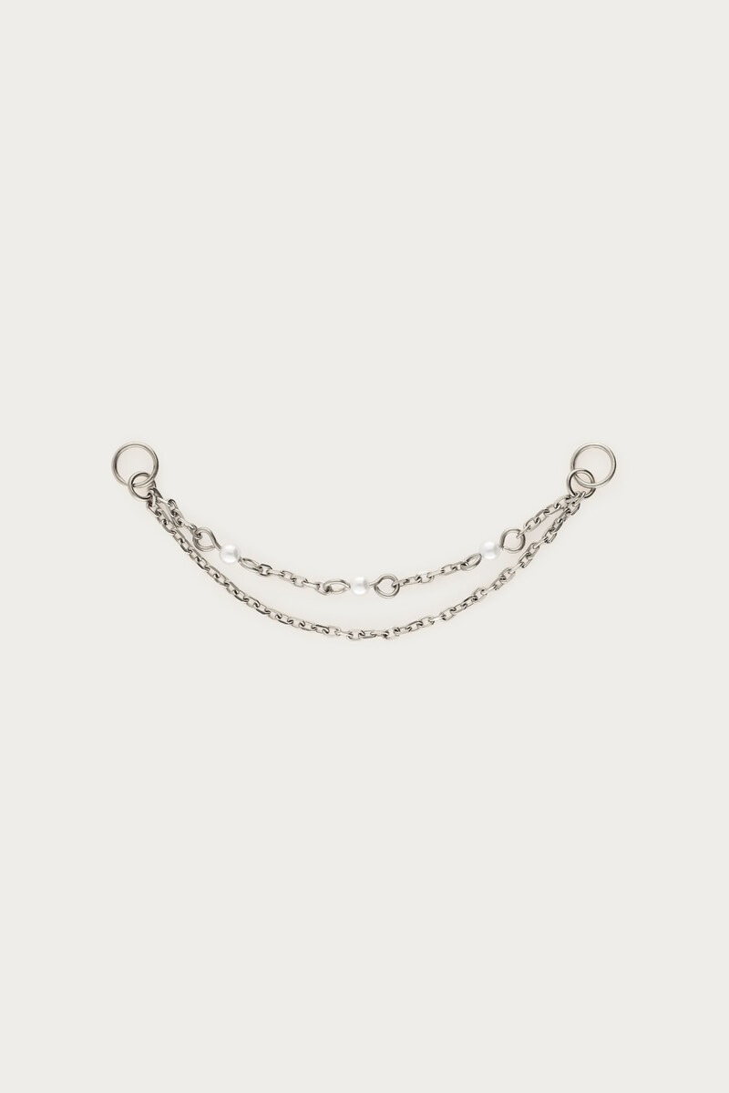 Ear game dubbele oorbel connector met imitatieparel