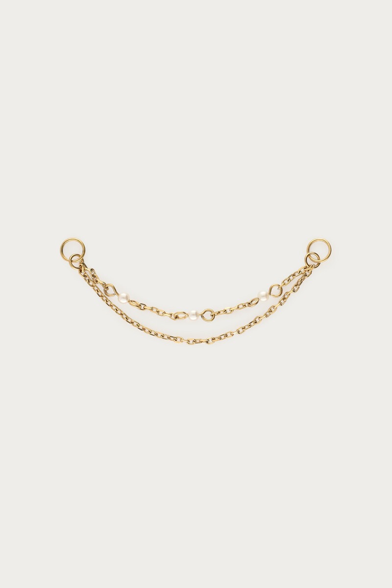 Ear game double earring connector with faux pearl
