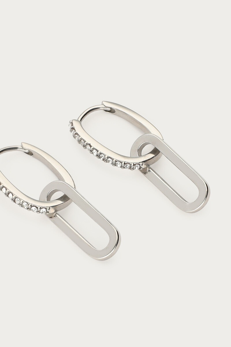 Ear game dubbele ovale oorringen met strass