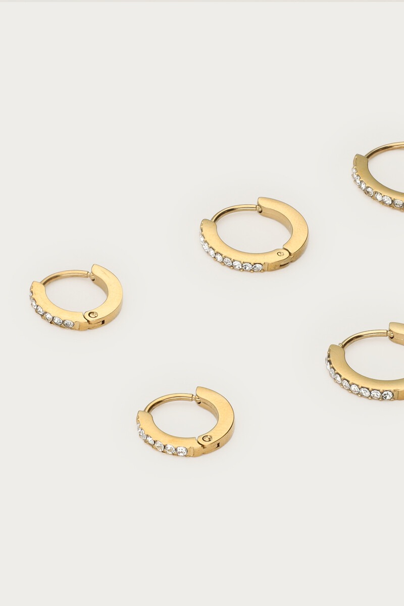 Ear game set of three hoop earrings with rhinestones | My Jewellery