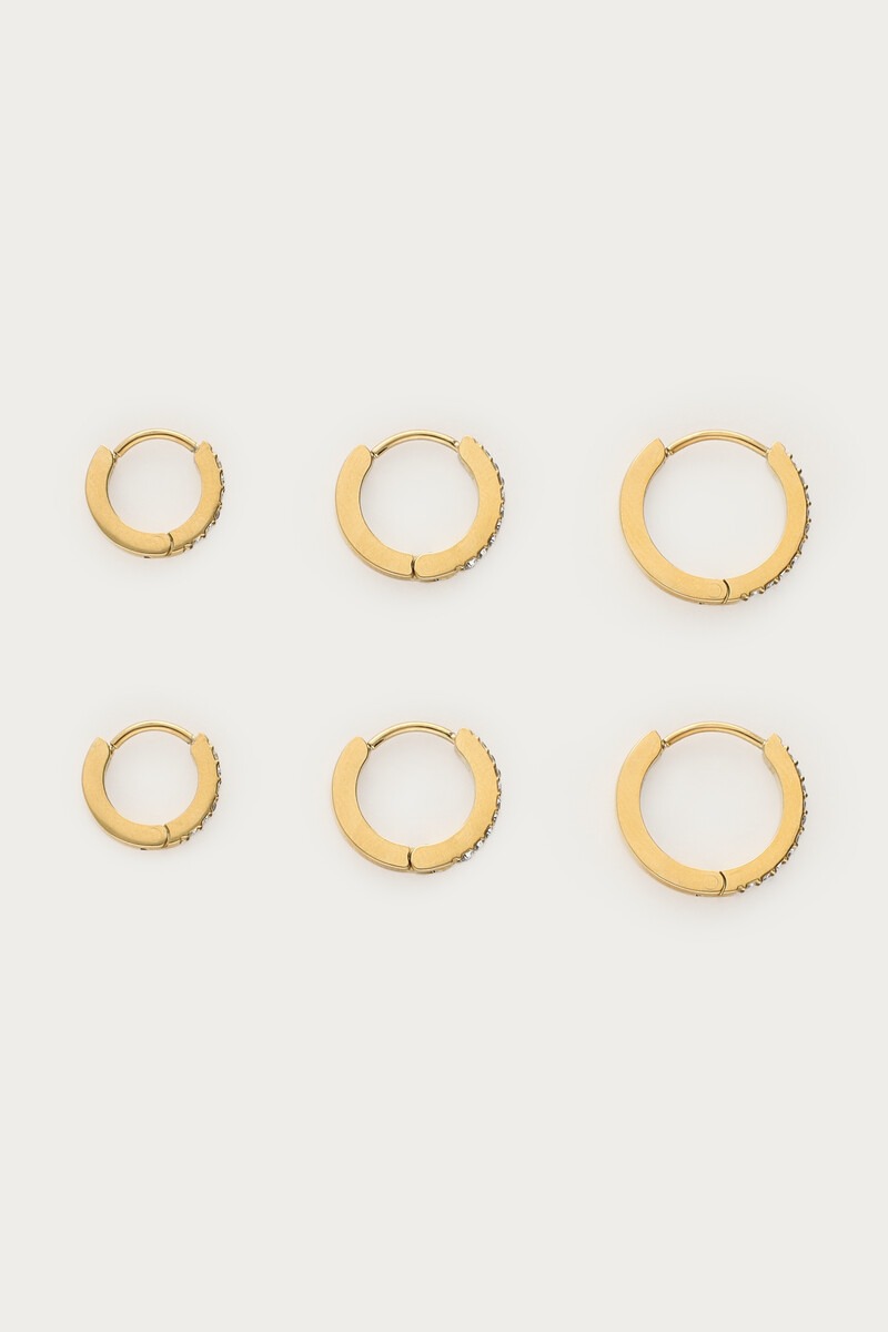Ear Game Set aus drei Creolen mit Strasssteinen