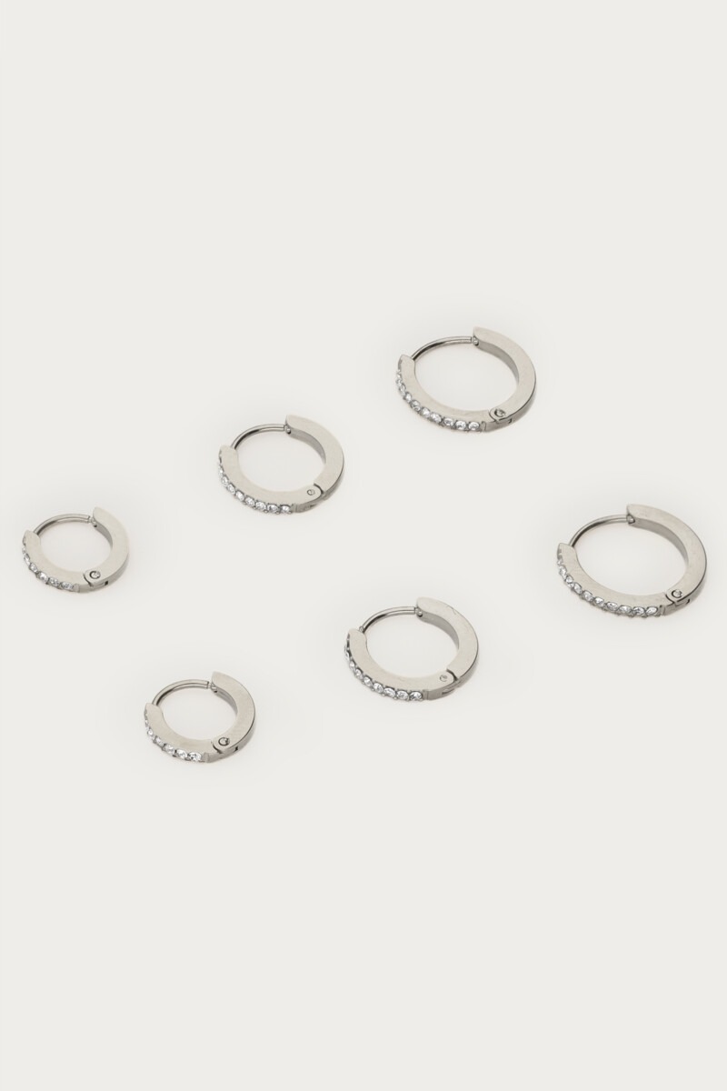 Ear game set of three hoop earrings with rhinestones | My Jewellery
