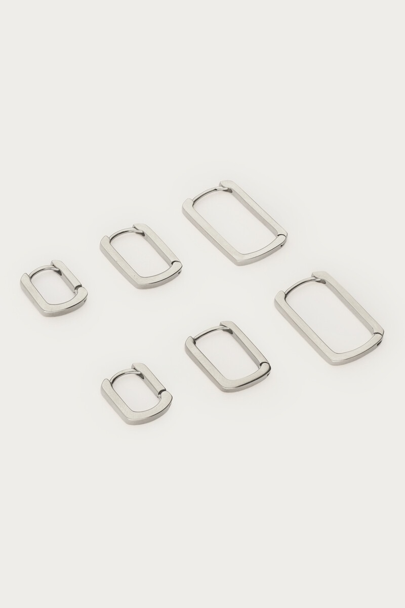 Ear game set of three square hoop earrings | My Jewellery