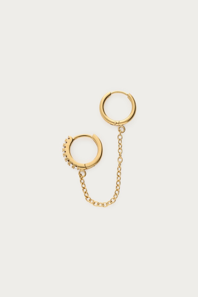 Ear game two piece hoop earrings with chain and rhinestones | My Jewellery