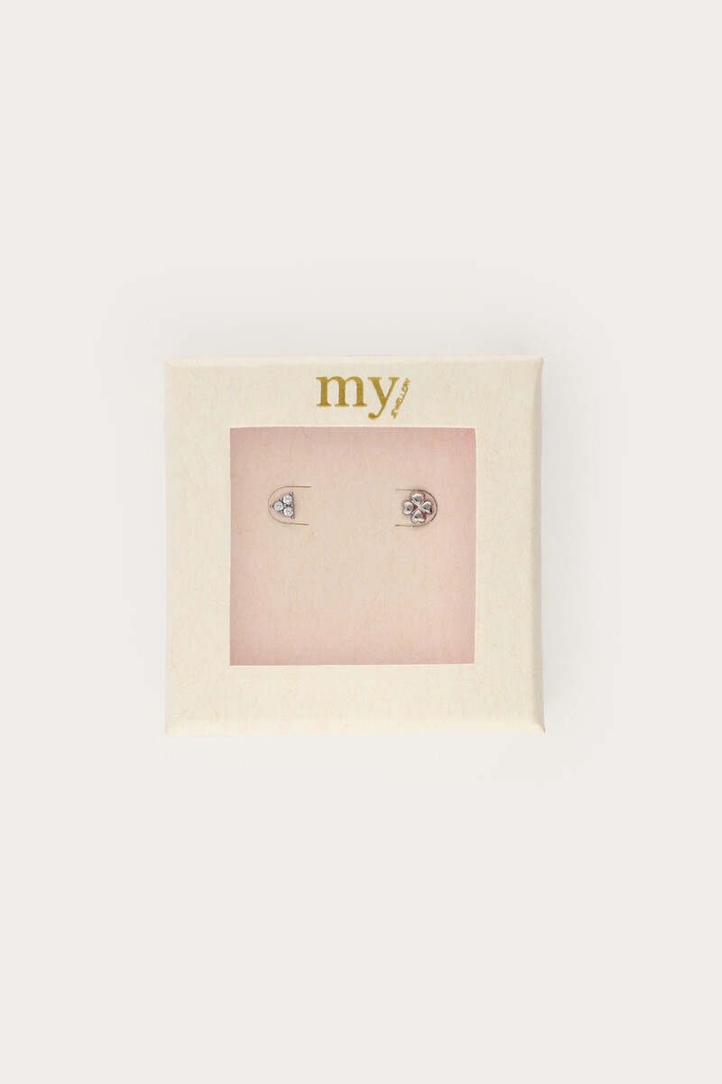 Ear piercing set with clover and rhinestone | My Jewellery