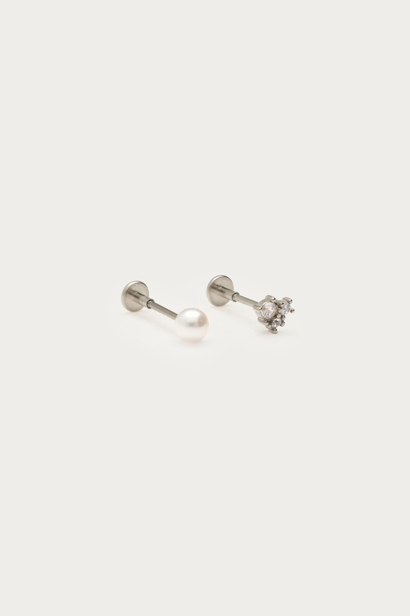 Ear piercing set with faux pearl and rhinestone | My Jewellery