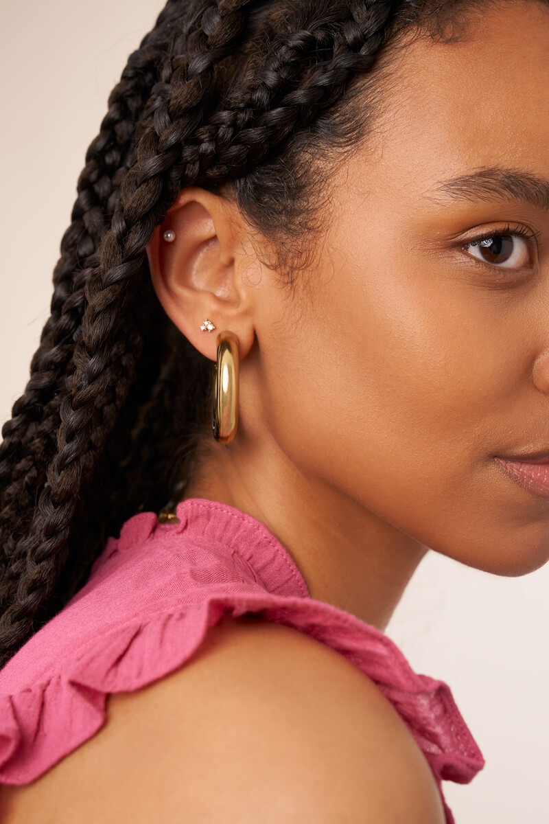 Ear piercing set with faux pearl and rhinestone