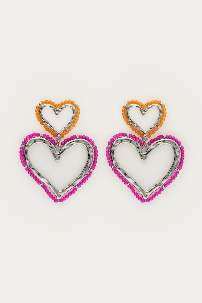 Sunrocks earring with two hearts and beads | My Jewellery