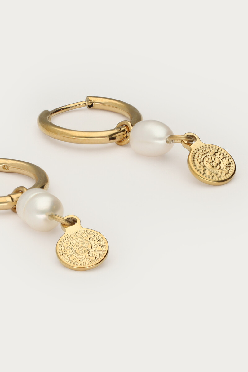 Earrings freshwater pearl and coin | My Jewellery