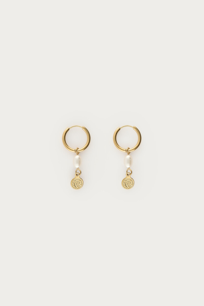 Earrings freshwater pearl and coin | My Jewellery