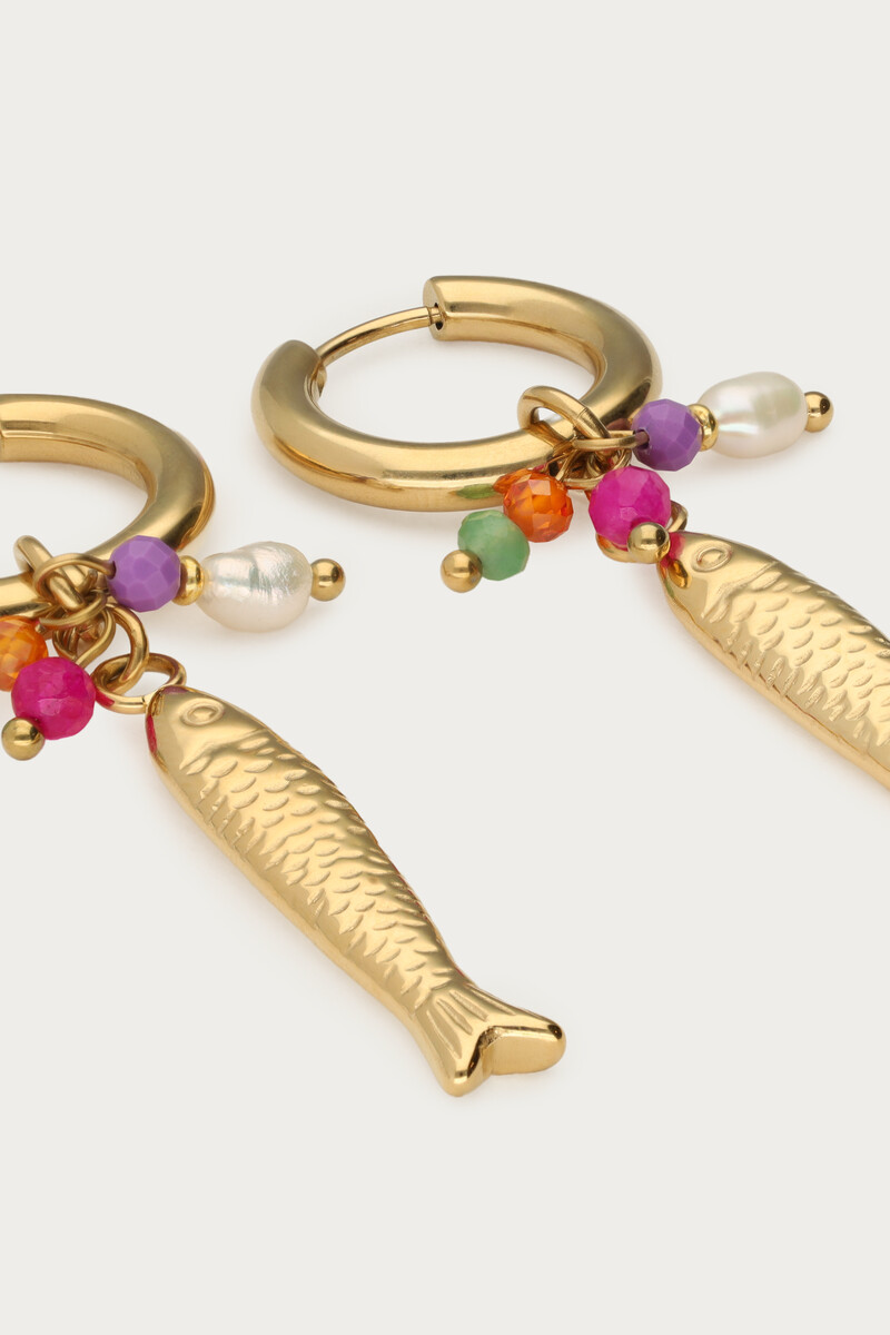 Drop earrings with fish charm | My Jewellery