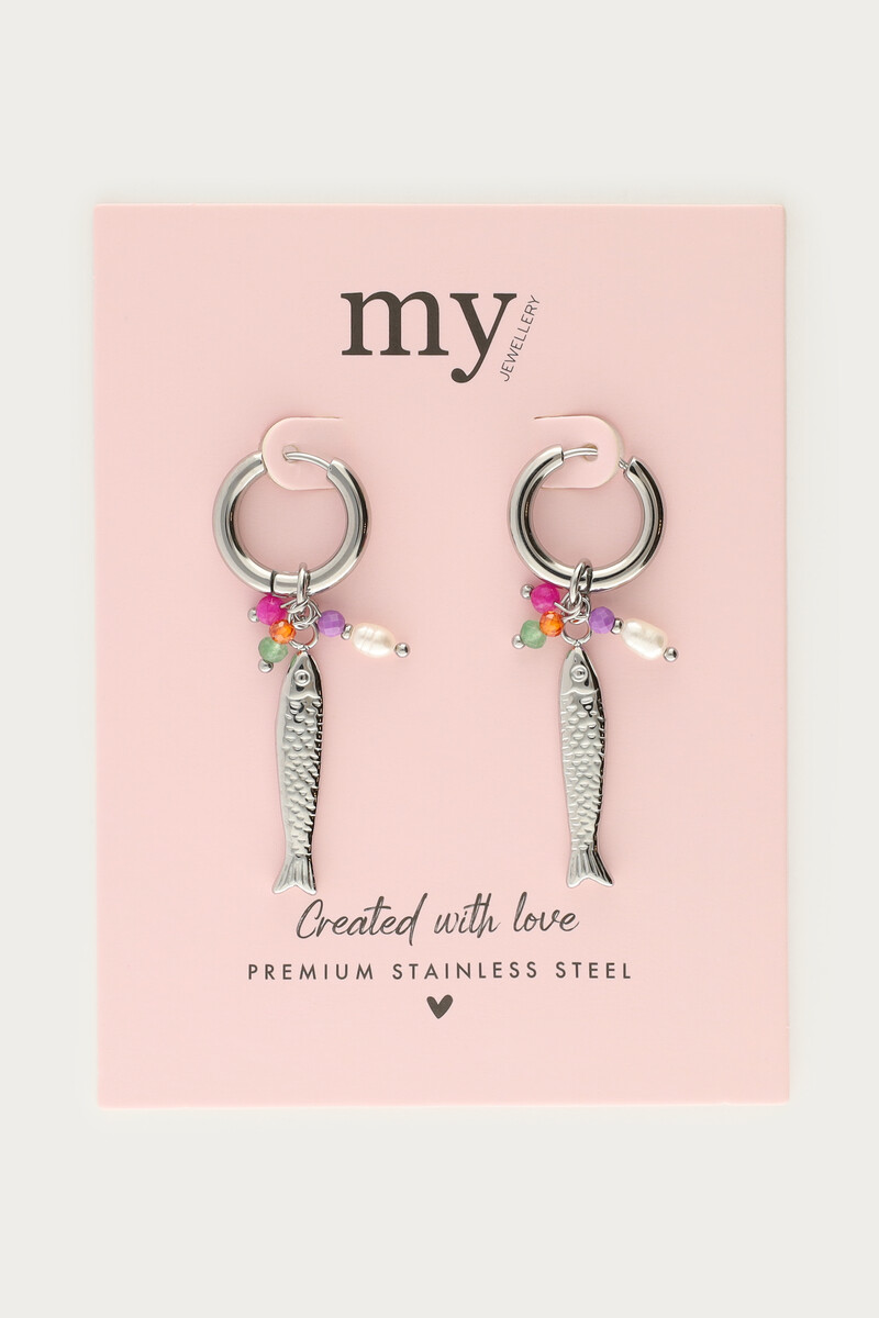 Drop earrings with fish charm | My Jewellery