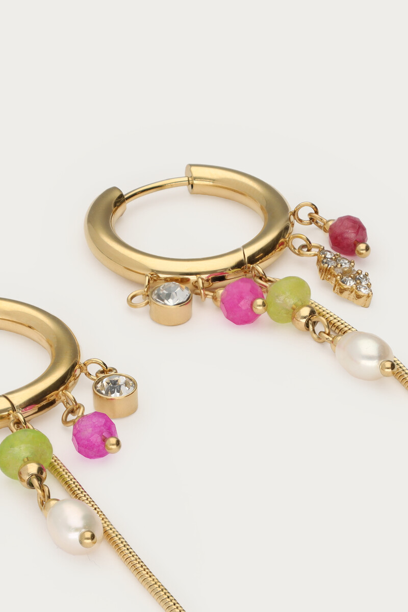 Hoop earrings with five beads & freshwater pearls | My Jewellery