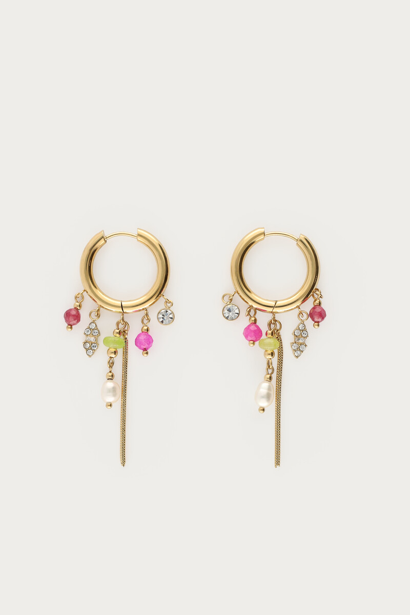 Hoop earrings with five beads & freshwater pearls | My Jewellery