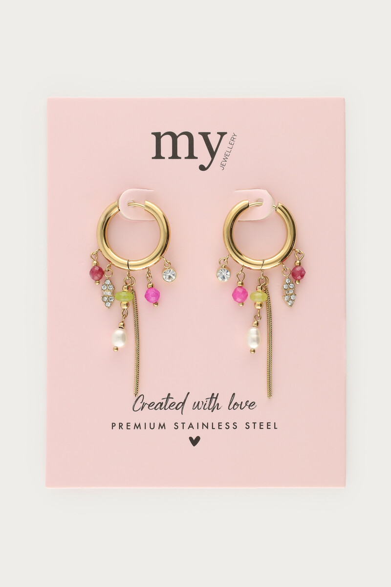 Hoop earrings with five beads & freshwater pearls | My Jewellery