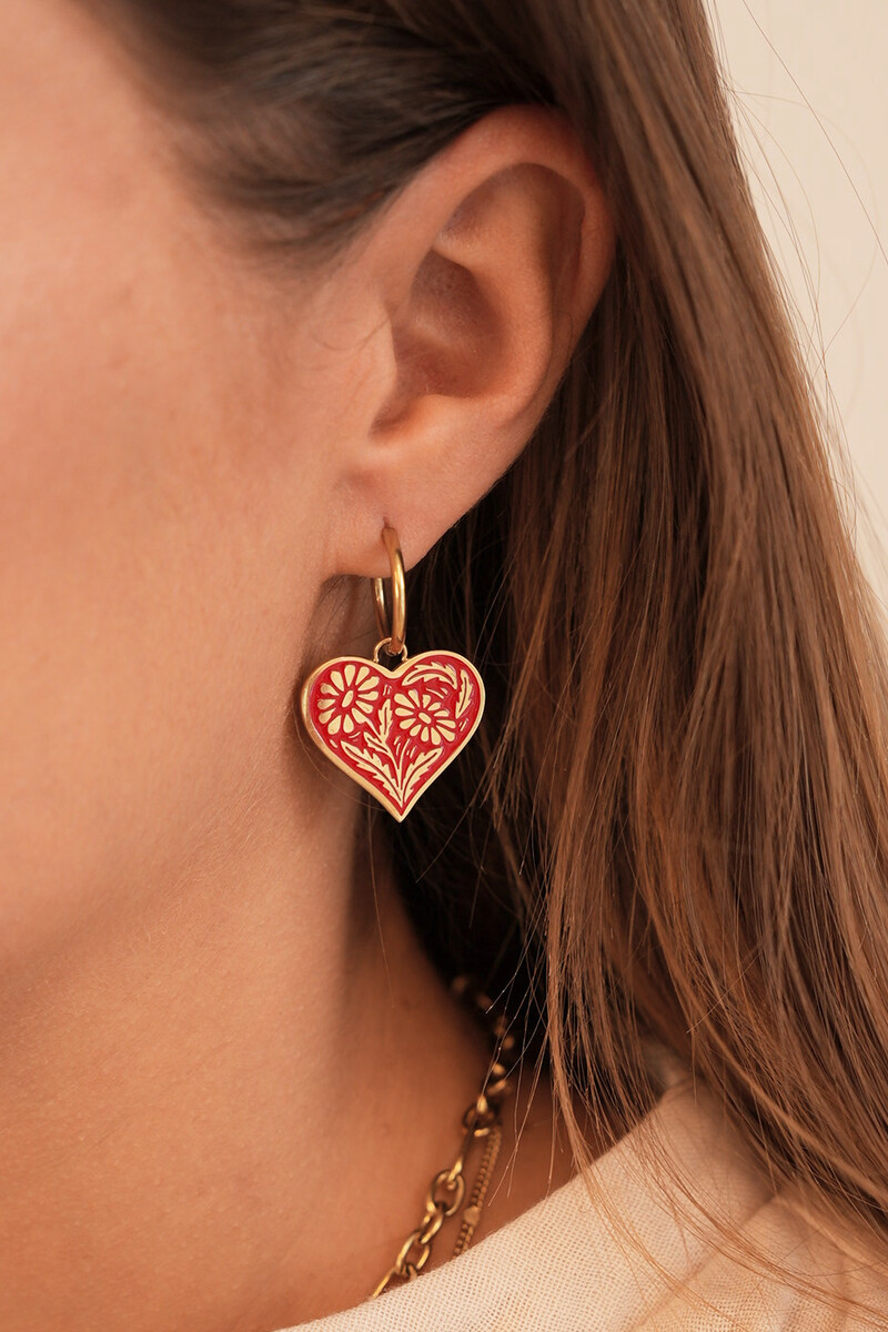 Earrings with heart charm with flowers | My Jewellery