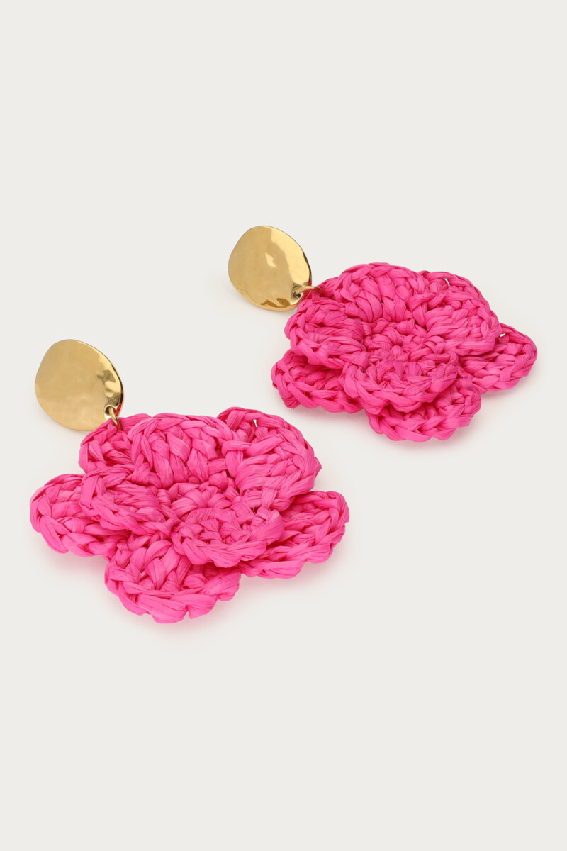Earrings with pink raffia flower | My Jewellery