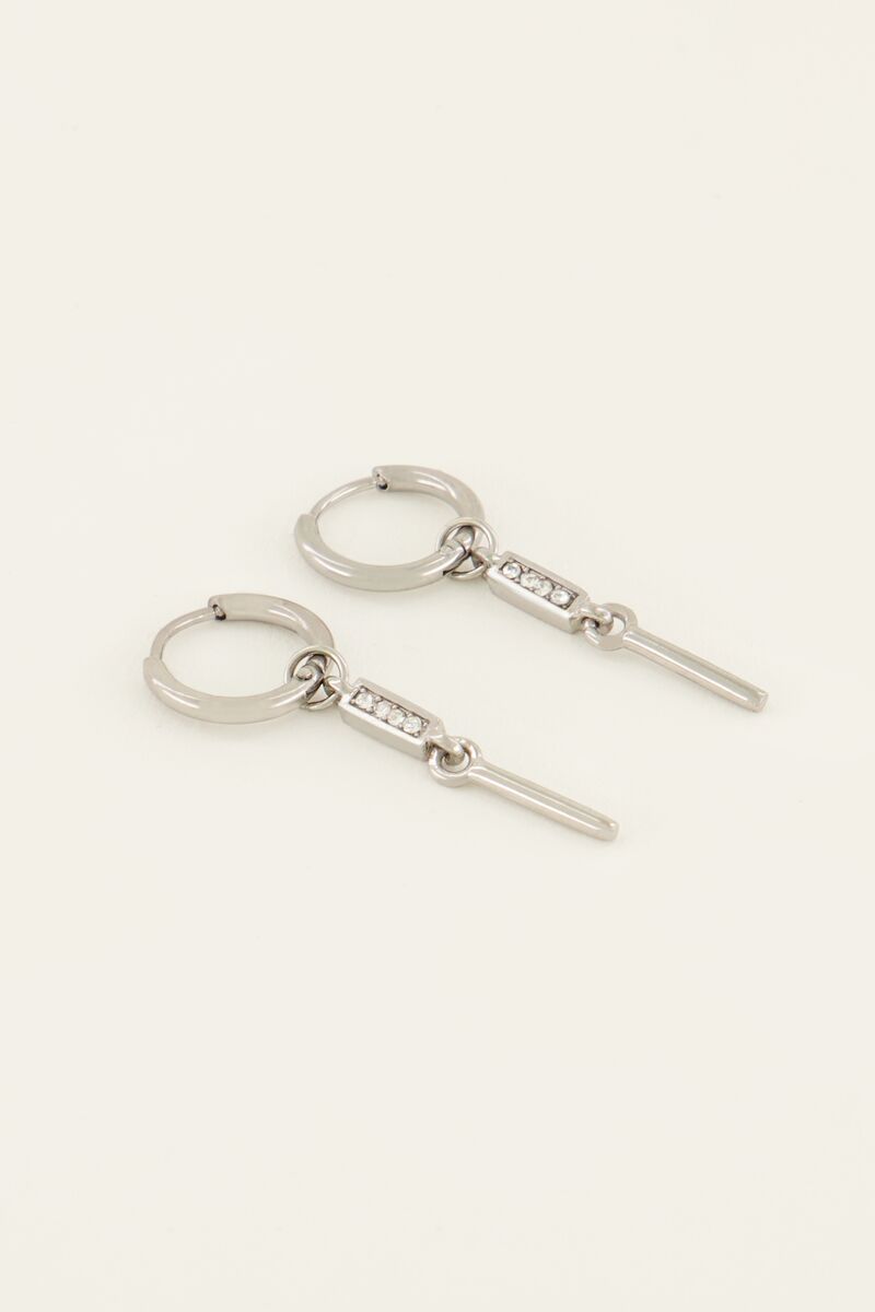Oorringen met steentje en staaf | My Jewellery