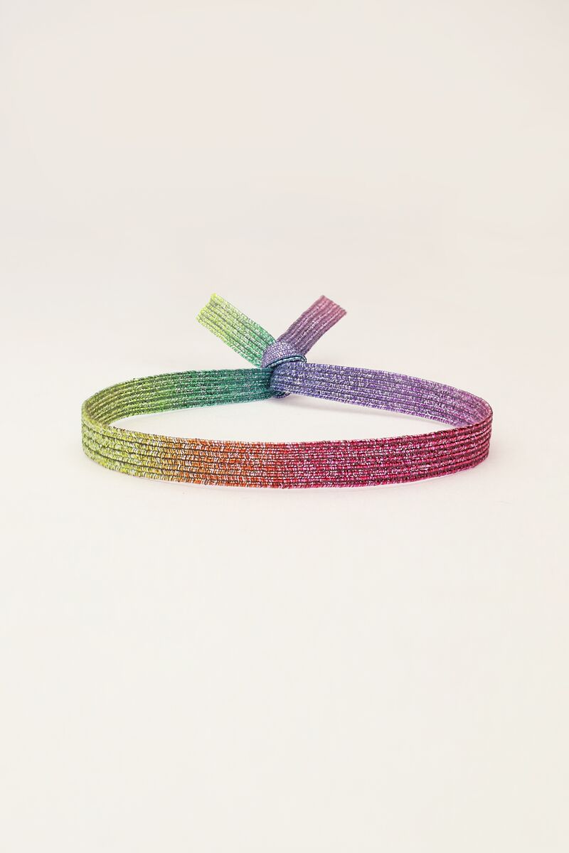 My jewellery Elastieken regenboog armband glitter