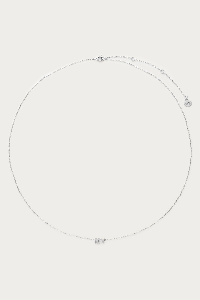 Engraved long necklace with separate charms