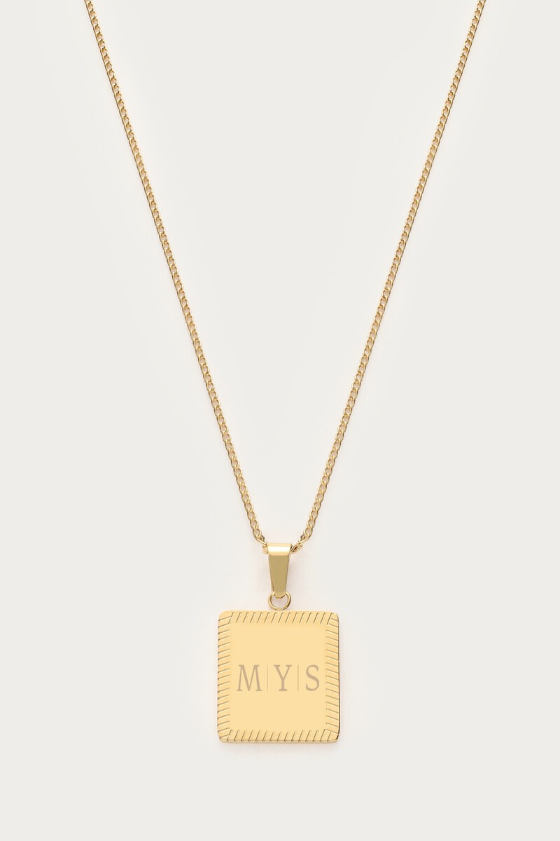 Engraved long necklace with square charm | My Jewellery